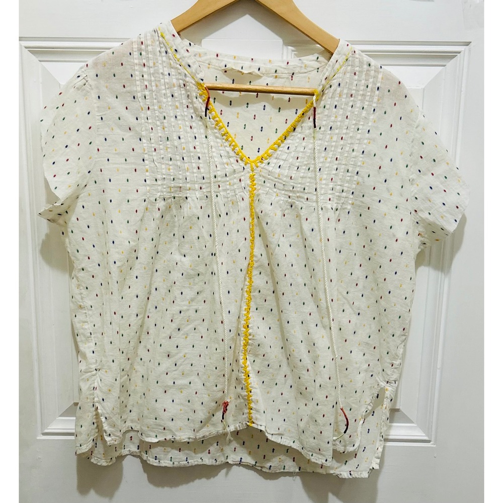 Rocks & Indigo White Embroidered Blouse‎ Top Women's Extra Large XL Short Sleeve